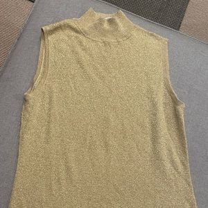 Gold Glittery Turtleneck Tank Top